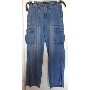 Sanctuary Cargo Pants Womens Small Light Blue Lyocell Denim Utility Jeans Y2K